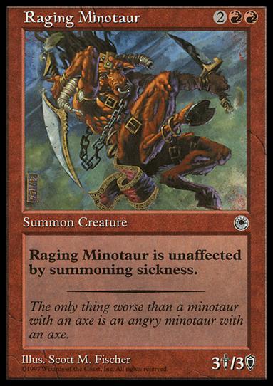 Magic the Gathering: Portal (Base Set) card 146 Raging Minotaur
