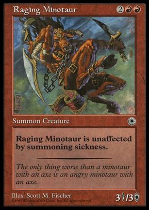 Magic the Gathering: Portal (Base Set) card 146 Raging Minotaur