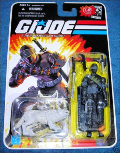 G.I. Joe 25th Anniversary Basic 3 3/4" Action Figures figure 3-B Snake Eyes /w Timber (Commando) Cartoon Logo