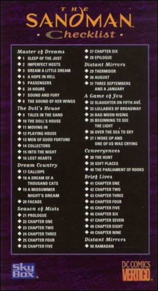 Sandman Trading Cards (Base Set) card 90 Checklist