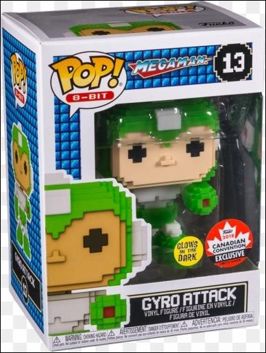 POP! 8-Bit figure 13-E Megaman Gyro Attack (Glow) Canadian Convention