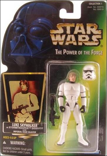 Star Wars: The Power of the Force 2 3 3/4" Basic Action Figures figure 23-D Luke Skywalker ('Trooper) (Green) (Coll 1) (Holo)