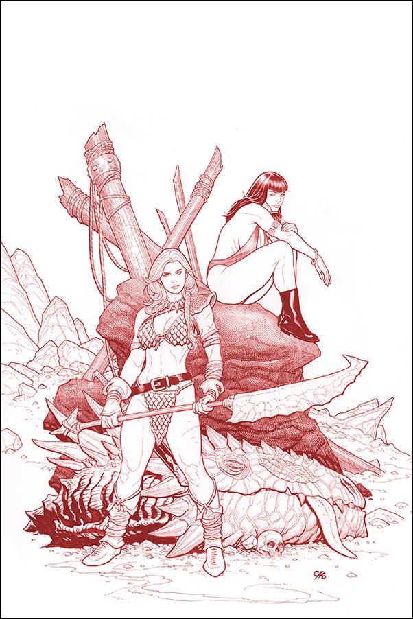 Vampirella / Red Sonja issue 3-S Frank Cho Fiery Red Lineart Virgin Cover