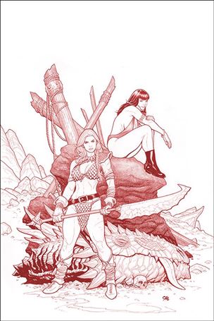 Vampirella / Red Sonja issue 3-S Frank Cho Fiery Red Lineart Virgin Cover