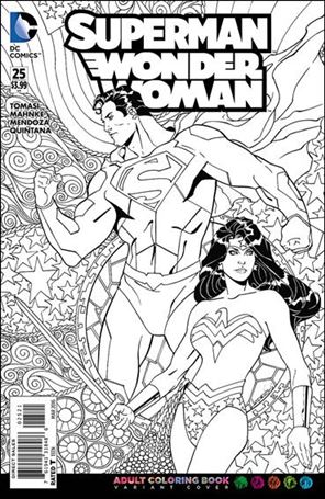 Superman/Wonder Woman issue 25-B Aaron Lopresti Adult Coloring Book Cover
