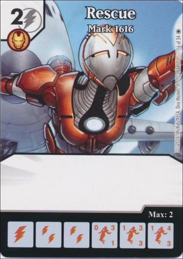 Marvel Dice Masters Iron Man and War Machine Starter Set card 16 Rescue - Mark 1616
