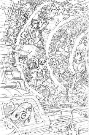 George Perez's Sirens issue 5-D Left Side 1:50 Sketch Cover