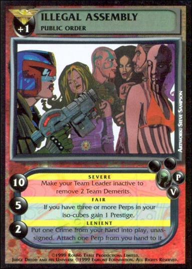 Dredd: The Card Game card 11 Illegal Assembly