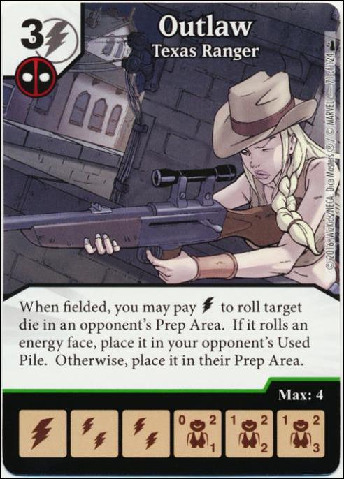 Marvel Dice Masters Deadpool card 71 Outlaw: Texas Ranger