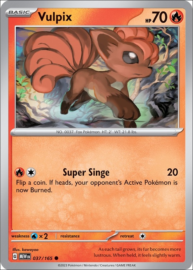 Pokemon: Scarlet & Violet - 151 (Base Set) card 037/165-B Vulpix (Reverse Holofoil)