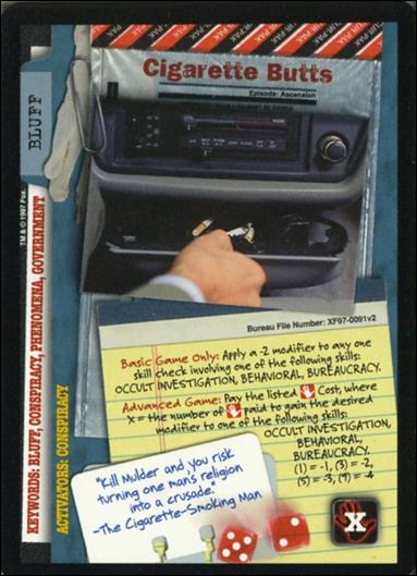 X-Files: The Truth Is Out There (Base Set) card XF97-0091v2 Cigarette Butts