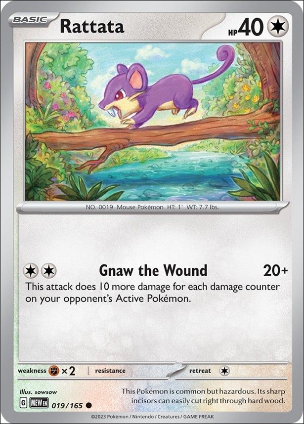 Pokemon: Scarlet & Violet - 151 (Base Set) card 019/165-B Rattata (Reverse Holofoil)
