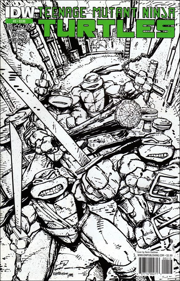 Teenage Mutant Ninja Turtles (2011) issue 2-G Kevin Eastman Black and White Cover (3rd Printing)