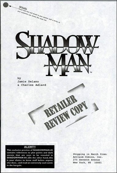 Shadowman (1997) issue 5-B Retailer Review Copy