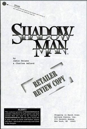Shadowman (1997) issue 5-B Retailer Review Copy