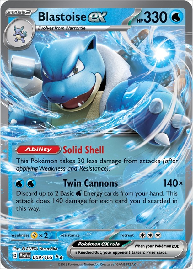 Pokemon: Scarlet & Violet - 151 (Base Set) card 009/165 Blastoise EX (Holofoil)