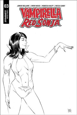 Vampirella / Red Sonja issue 3-H Drew Moss 1:10 Black and White Cover