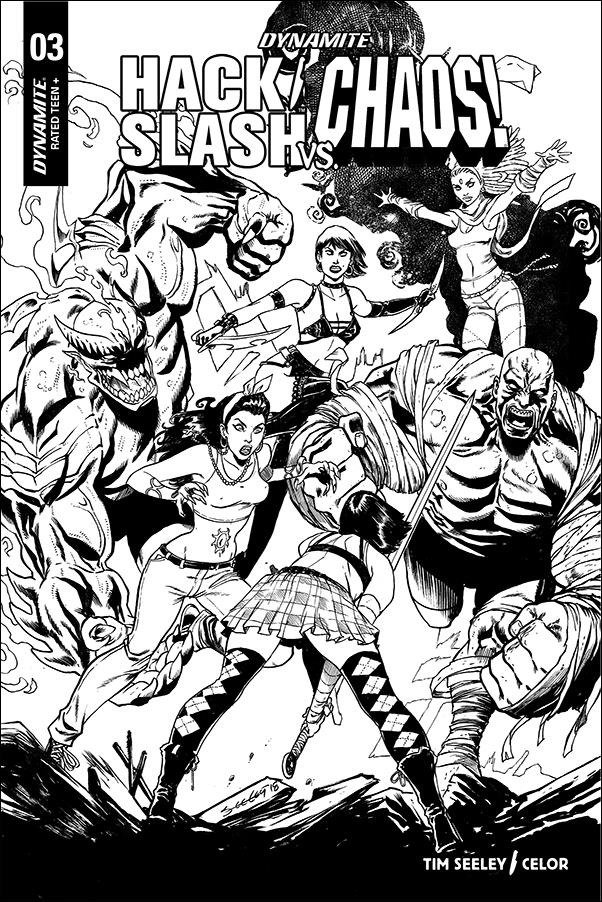 Hack/Slash vs Chaos issue 3-F Tim Seeley 1:25 Black & White Cover
