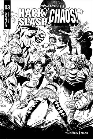 Hack/Slash vs Chaos issue 3-F Tim Seeley 1:25 Black & White Cover
