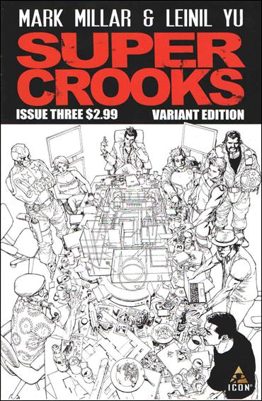 Supercrooks issue 3-B 1:25 Black and White Cover