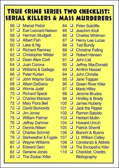 True Crime (Base Set) card 110 True Crime Series Two Checklist