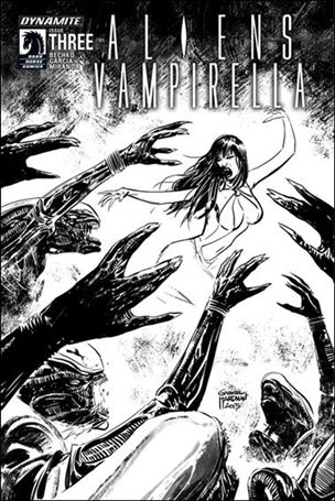 Vampirella/Aliens issue 3-B Black & White Cover 1:15