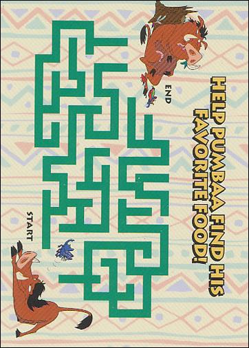Lion King: Series 1 (Activities Subset) card A4 Maze