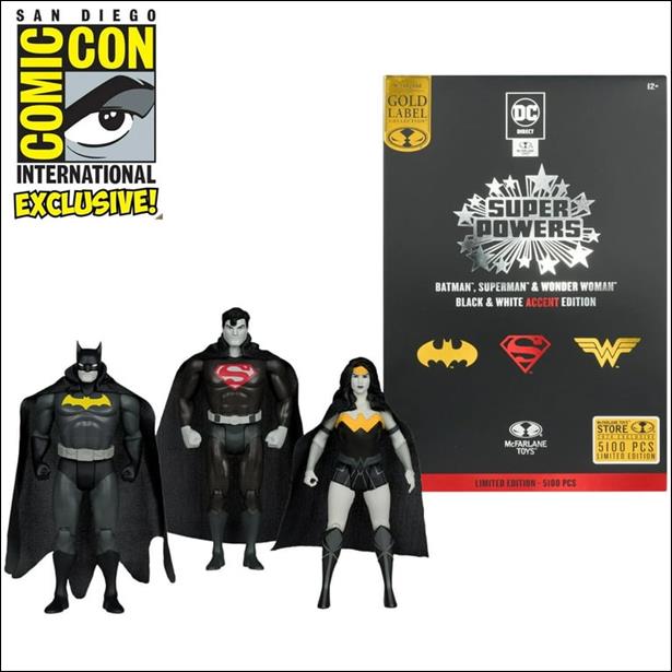 Super Powers Collection Multi-Sets figure Nn2 Superman, Batman & Wonder Woman (Black & White)