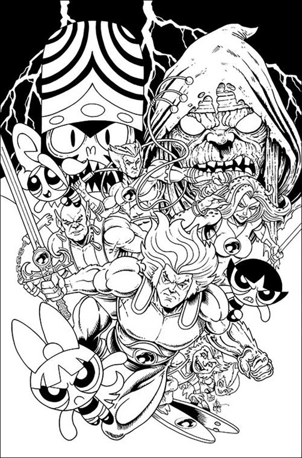 ThunderCats / The Powerpuff Girls issue 1-Q Ken Haeser B&W 1:10 Virgin Cardstock Cover