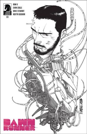 Dawnrunner issue 3-D Evan Cagle Black and White Foil 1:10 Cover