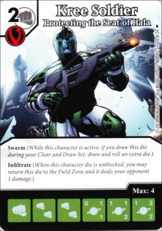 Marvel Dice Master's Kree Invasion Team Pack card 10 Kree Soldier - Protecting the Seat of Hala