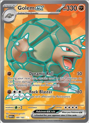 Pokemon: Scarlet & Violet - 151 (Base Set) card 189/165 Golem EX (HoloFoil) Full Art 