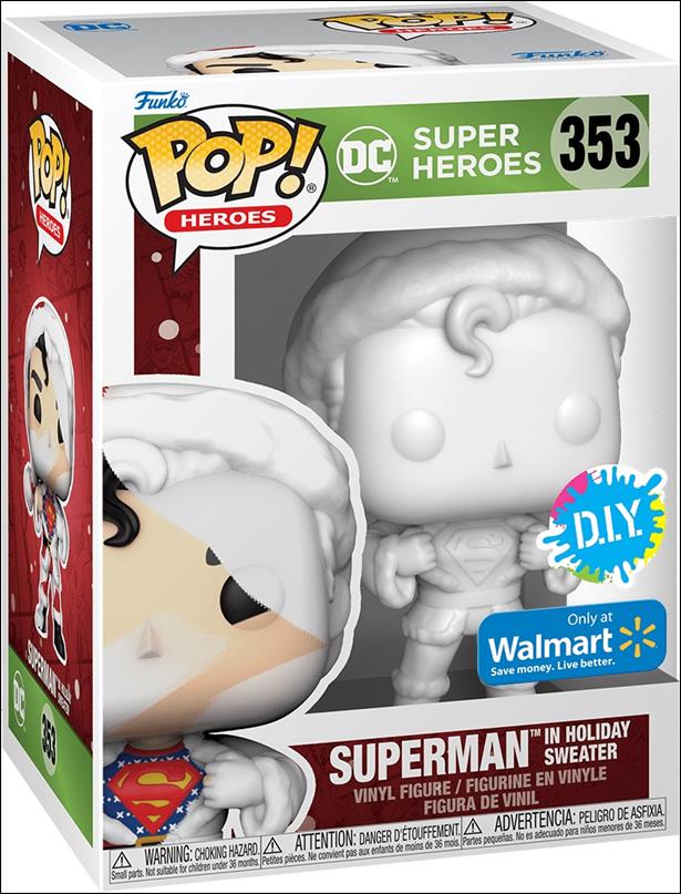 POP! Heroes figure 353-C Superman in Holiday Sweater (DIY) Walmart Excl.