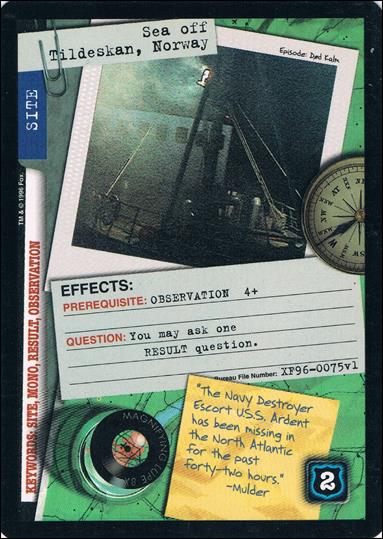 X-Files: Premiere Edition (Base Set) card XF96-0075v1 Sea off Tildeskan, Norway