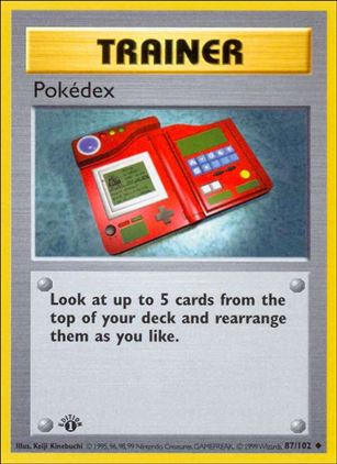 Pokemon (Base Set) card 87/102 Pokedex (1st Edition) - Shadowless