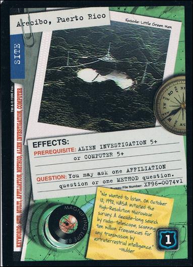X-Files: Premiere Edition (Base Set) card XF96-0074v1 Arecibo, Puerto Rico