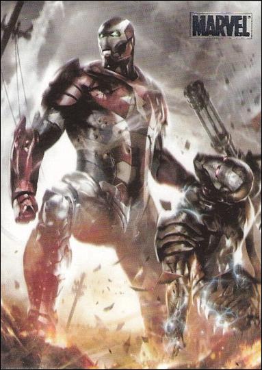 Marvel Heroes and Villains (Silver Foil Parallel Base Set) card 1 War Machine vs Iron Patriot
