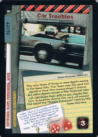 X-Files: Premiere Edition (Base Set) card XF96-0110v1 Car Troubles