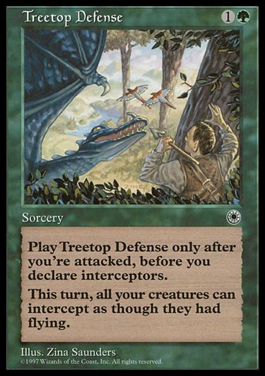 Magic the Gathering: Portal (Base Set) card 190 Treetop Defense