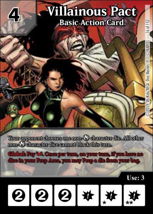 Marvel Dice Masters  Avengers Infinity Gauntlet card 16 Villainous Pact: Basic Action Card