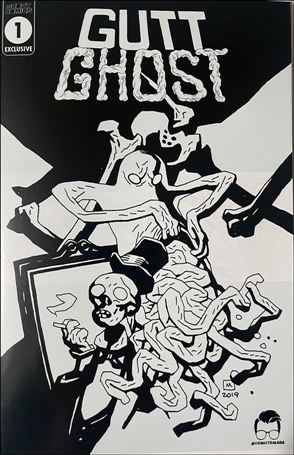 Gutt Ghost: Trouble With the Sawbuck Skeleton Society issue 1-C Mike Mignola ComicTom101 Black & White Cover