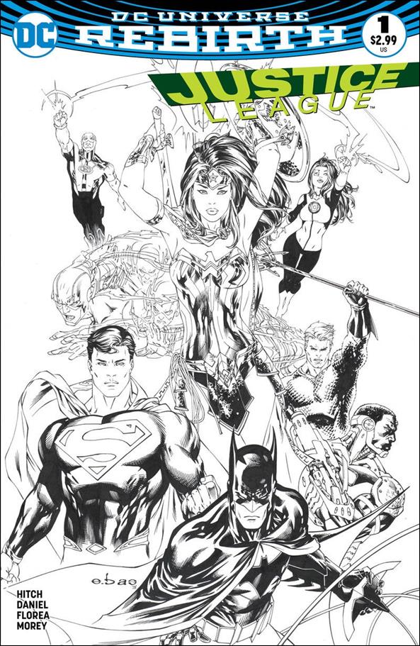 Justice League (2016) issue 1-T Eric Basaldua Most Good Hobby B&W Cover