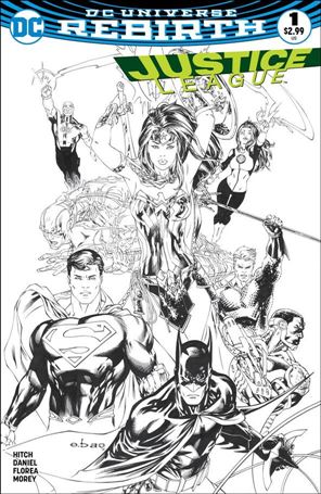 Justice League (2016) issue 1-T Eric Basaldua Most Good Hobby B&W Cover