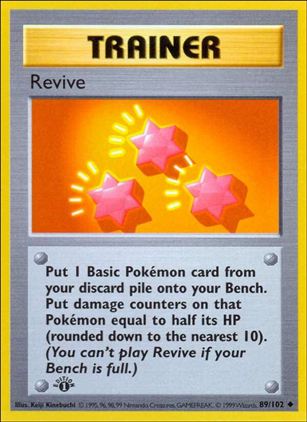 Pokemon (Base Set) card 89/102 Revive (1st Edition) - Shadowless