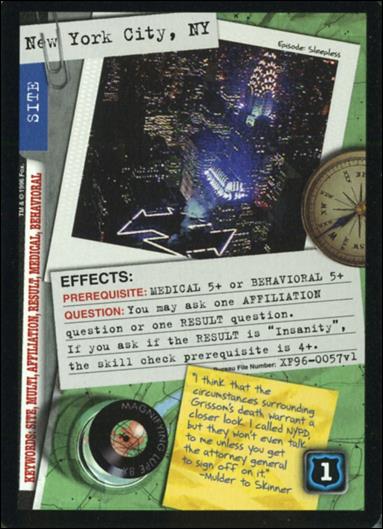 X-Files: Premiere Edition (Base Set) card XF96-0057v1 New York City, NY