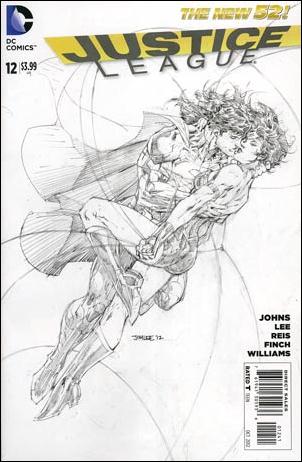 Justice League (2011) issue 12-E Superman and Wonder Woman 1:100 Sketch Cover