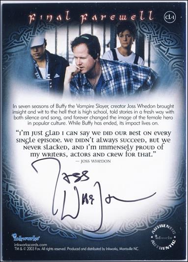 Buffy the Vampire Slayer: Season Seven (Case Topper Subset) card CL-1 Joss Whedon Autograph Card