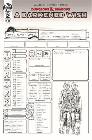 Dungeons & Dragons: A Darkened Wish issue 2-B Tess Fowler Character Sheet Cover