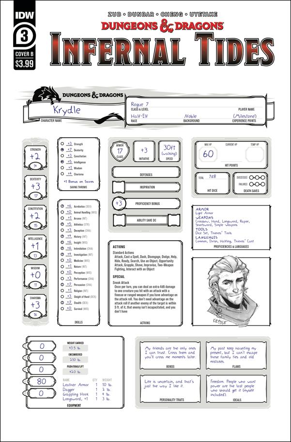 Dungeons & Dragons: Infernal Tides issue 3-B Character Sheet Cover
