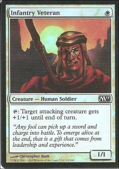 Magic the Gathering: 2011 Core Set (Base Set) card 18-B Infantry Veteran (Foil)
